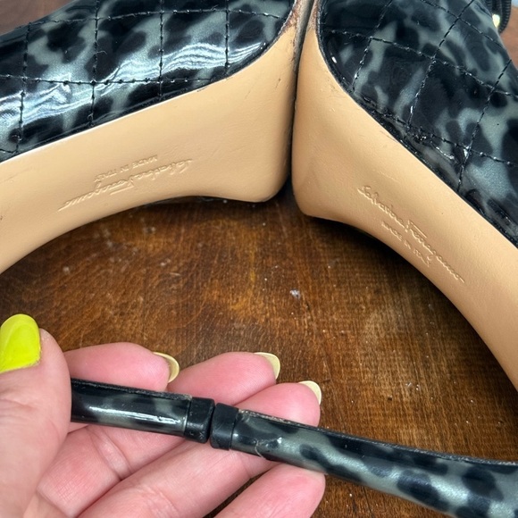 Salvatore Ferragamo Talia Quilted Patent Leather Pumps Black/Grey Size 8 - Picture 9 of 15